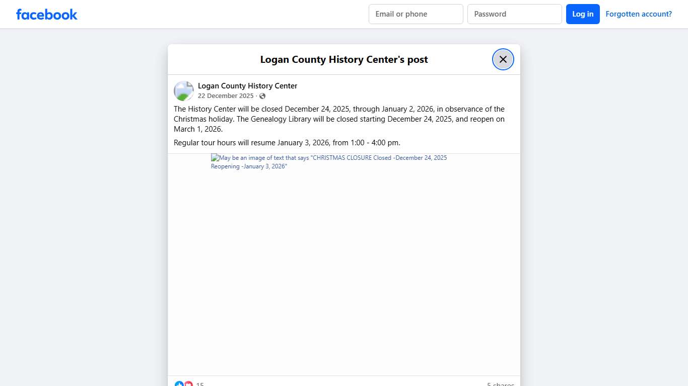 The History Center will be... - Logan County History Center | Facebook
